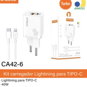 KIT carregador Lighting Para TIPO-C CA42-6