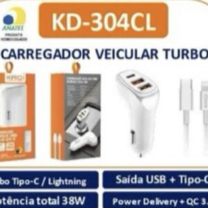 Carregador Veicular Turbo KD-304CL
