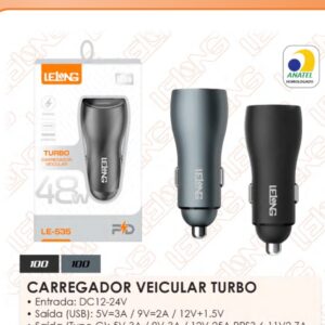 Carregador veicular turbo LE-535