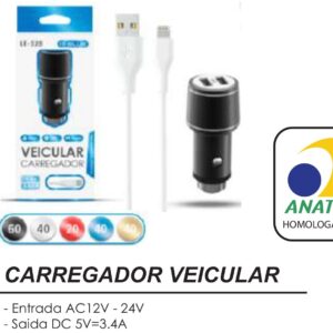 VEICULAR CARREGADOR LE-528 iPhone