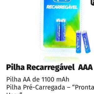 PILHA RECARREGAVEL AAA 2 PILHAS